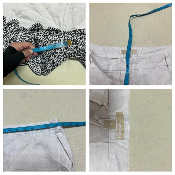 MICHAEL Michael Kors size 12 white/black linen shorts - Picture 3 of 8